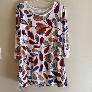 Penelope Plumm Millie Loves Lily scoop neck long sleeve gold rust blue tunic M